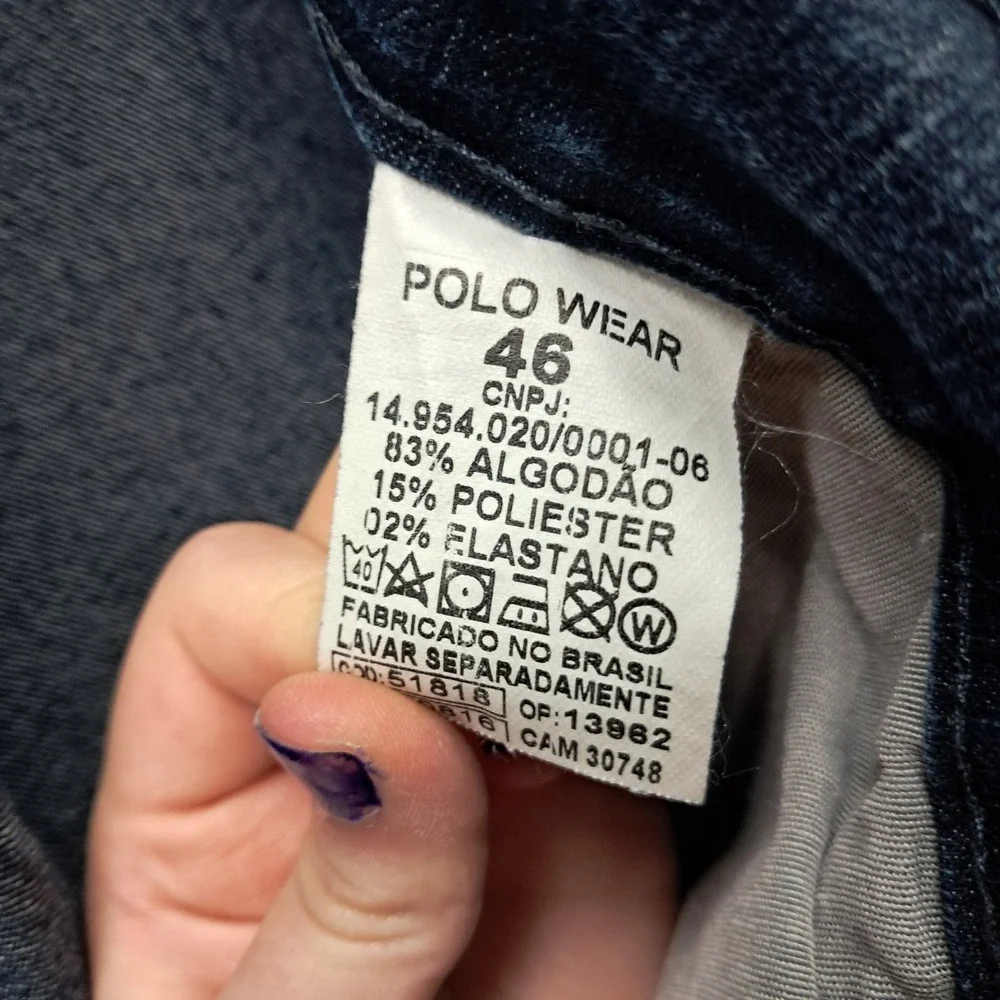 Polo Wear Basic Mens Dark Wash Stretch Denim Jeans Size 46 Indigo Slim Straight